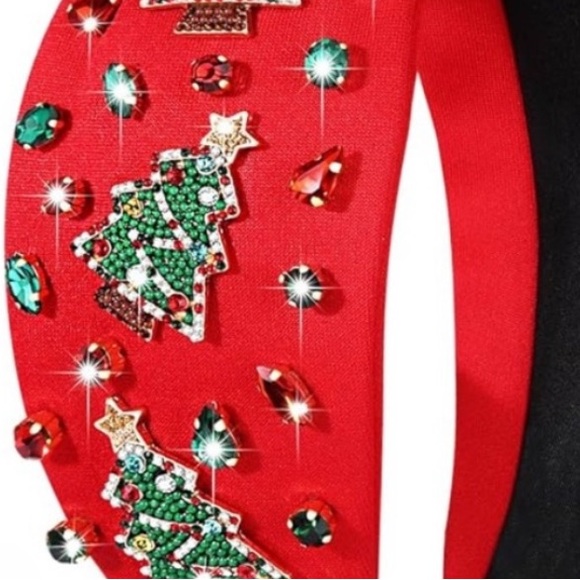 Christmas Headbands Festive Red Headband with Christmas Tree Embellishme… - Picture 2 of 16